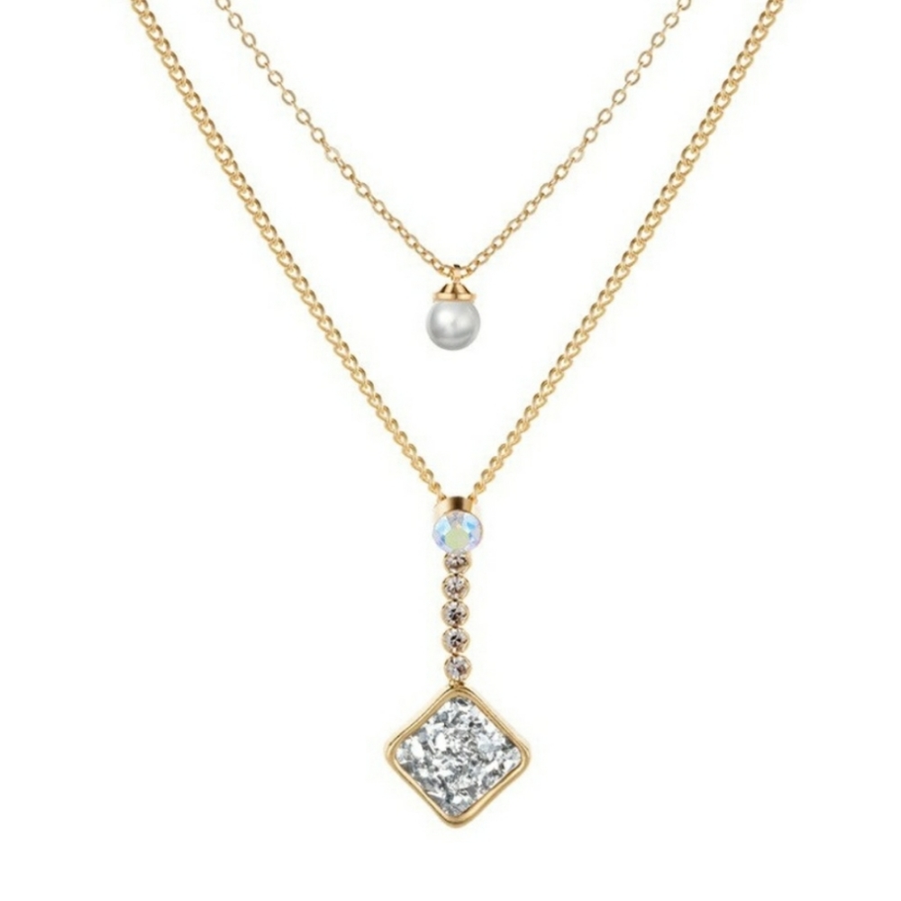 Layered Druzy Necklace - White